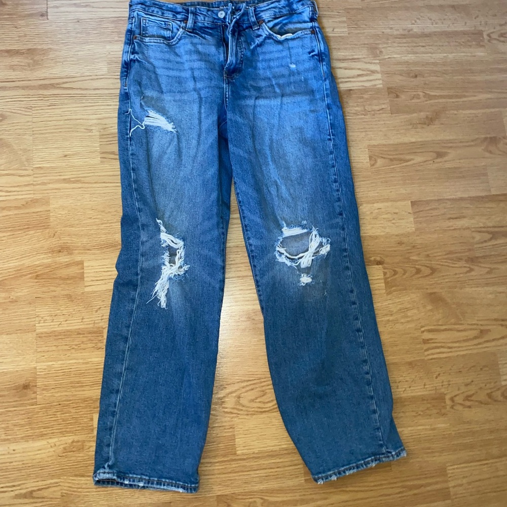 High rise jeans from Old Navy, size 6, holes in the knees